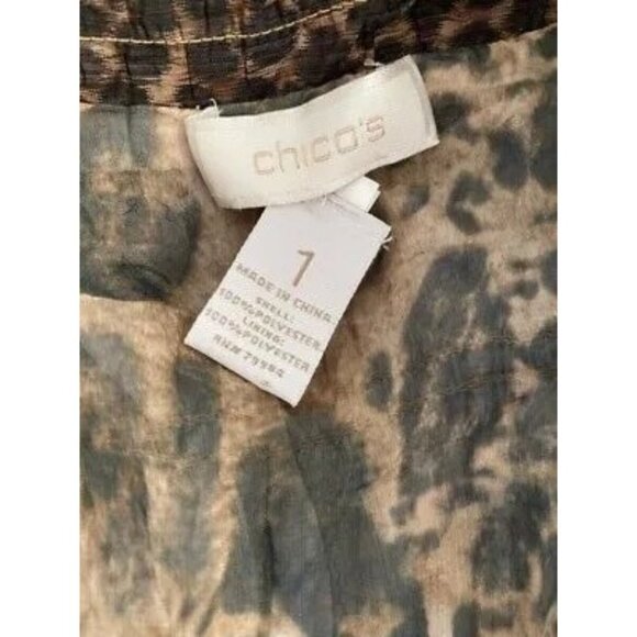 Chico's Women's Leopard Print Crinkle Jacket Lined With Front Zipper Closure M - Picture 6 of 7